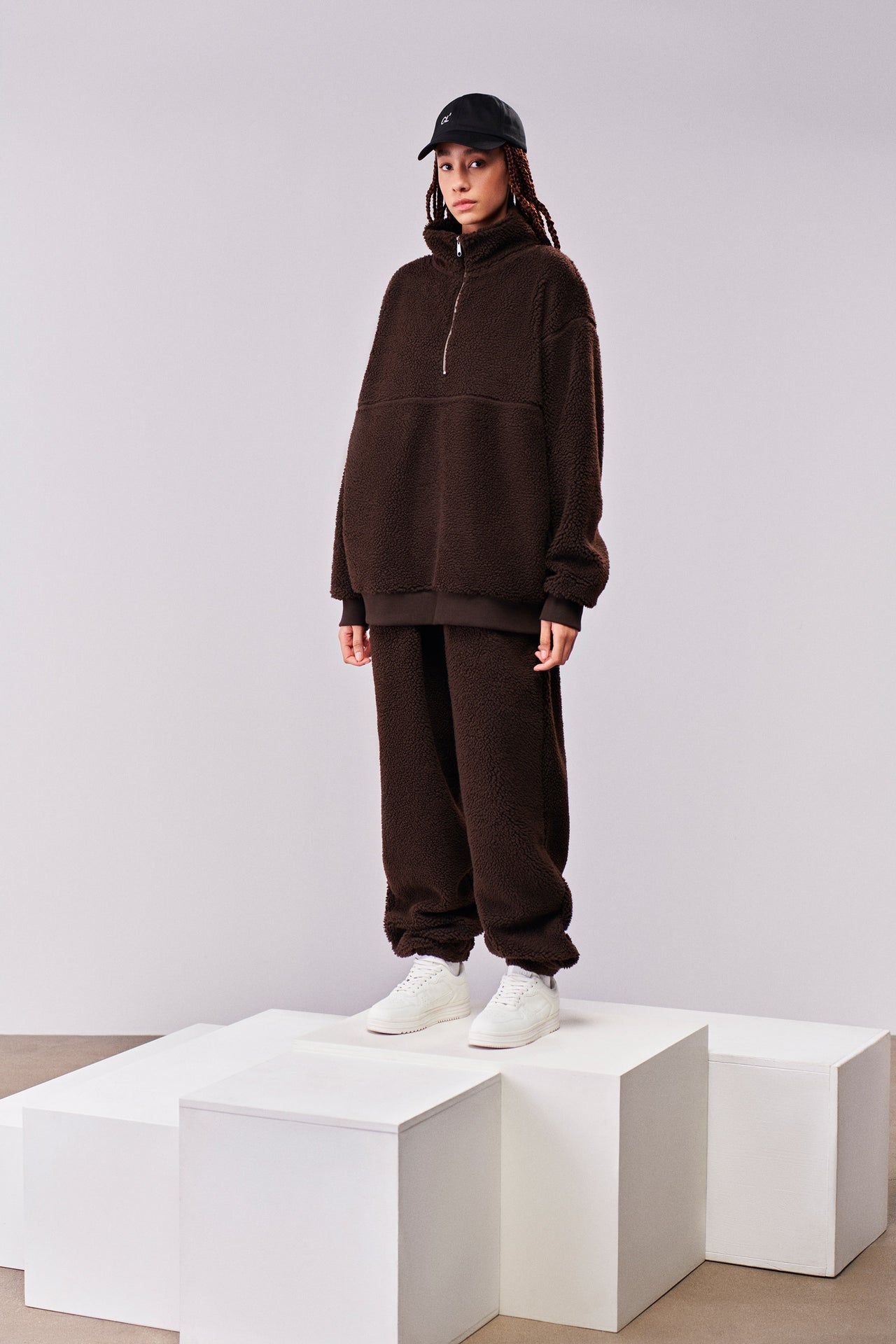 Dark Brown Shearling Set