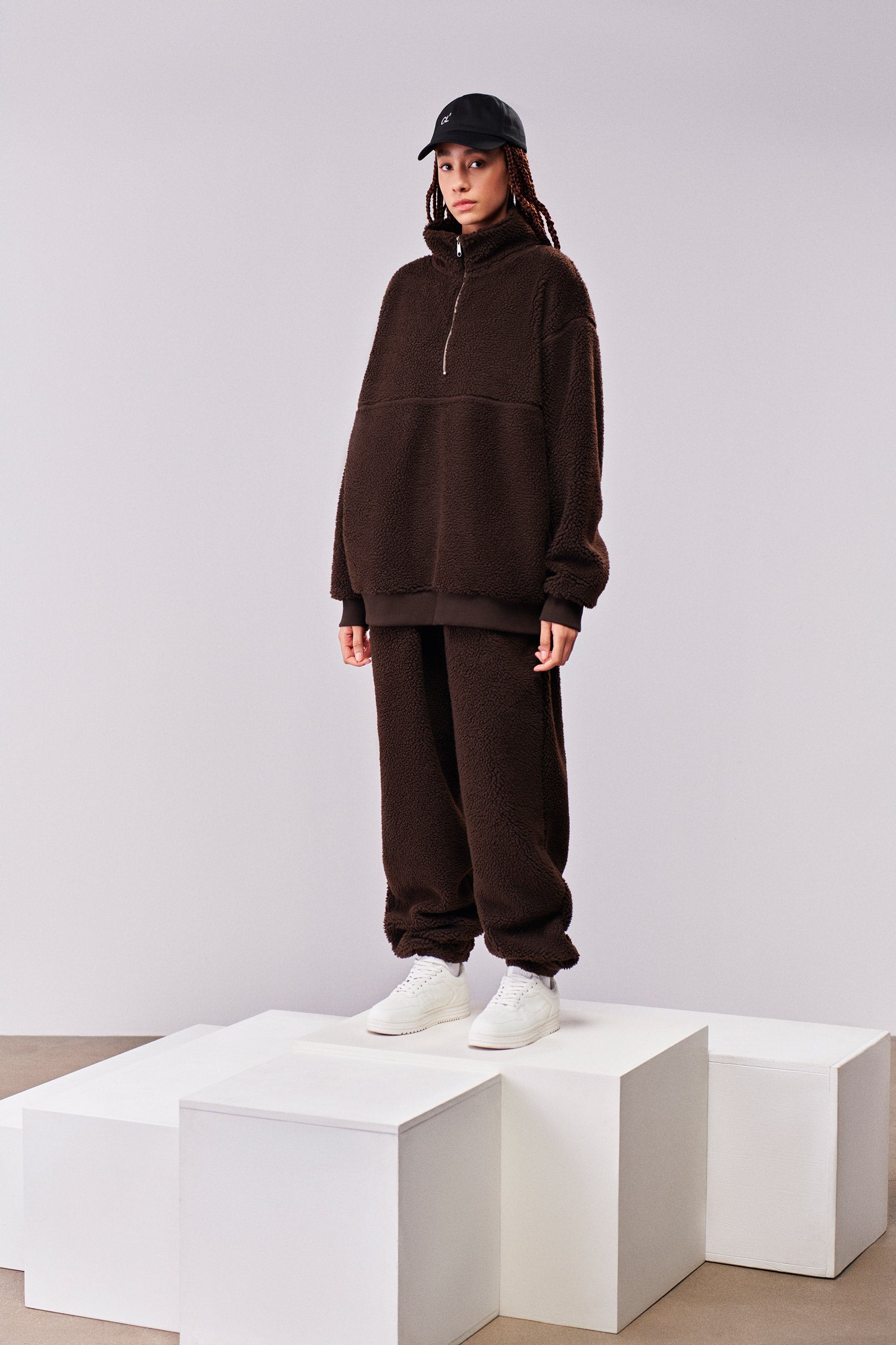 Dark Brown Shearling Zip Throw