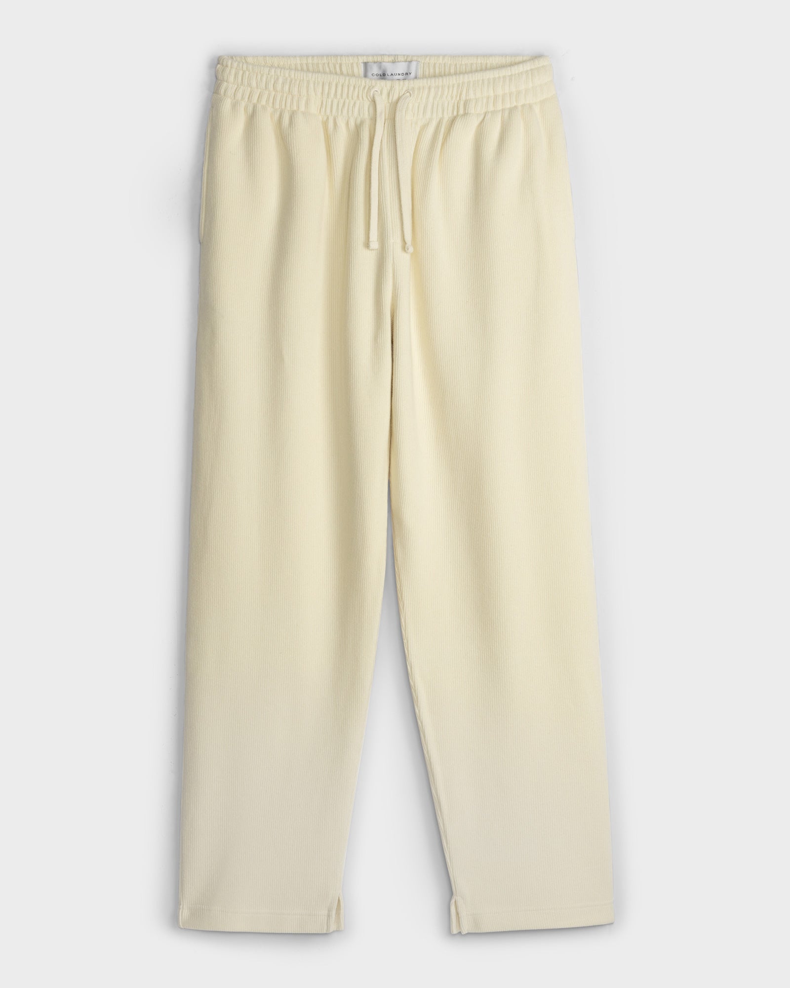 Cream Ribbed Sweatpants